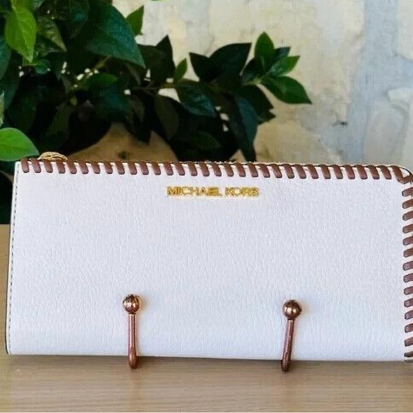 Michael Kors Jet Set Travel Large Satchel/ Wallet Leather Light Cream Multi - Picture 4 of 7